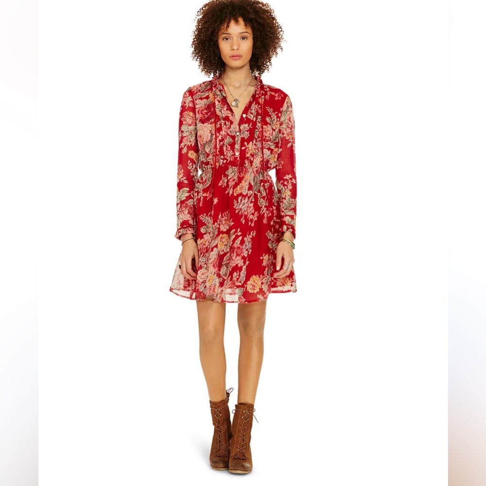 Denim & Supply Ralph Lauren Floral Pleated-Bib Mini Dress. Size XS Holiday Party